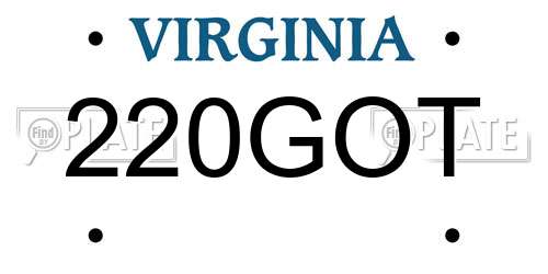 220GOT Virginia License Plate