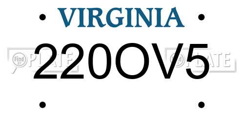 220OV5 Virginia License Plate