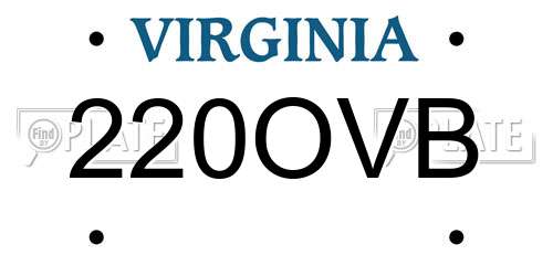 220OVB Virginia License Plate