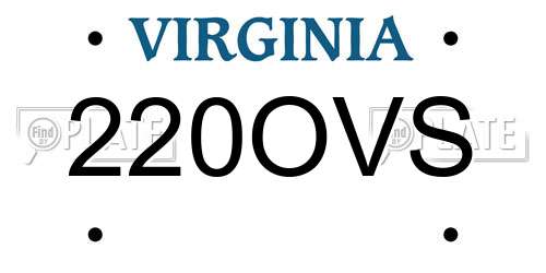 220OVS Virginia License Plate