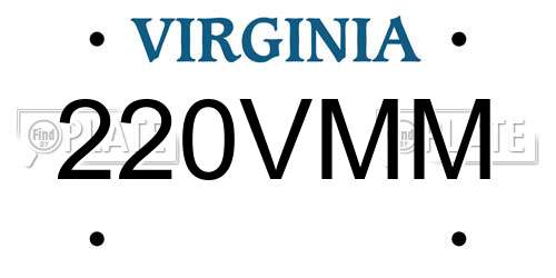 220VMM Virginia License Plate
