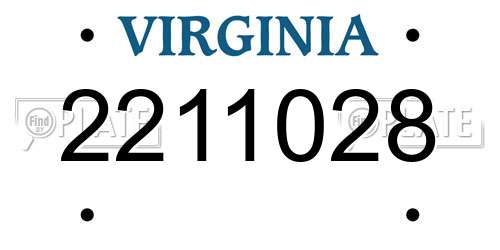 2211028 Virginia License Plate