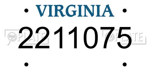 2211075 Virginia License Plate