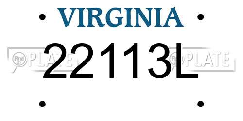 22113L Virginia License Plate