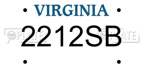 2212SB Virginia License Plate