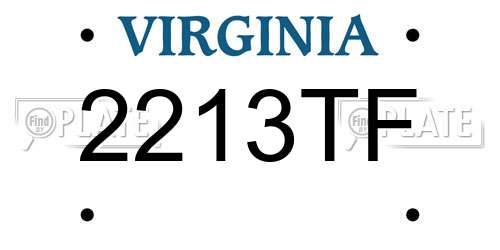 2213TF Virginia License Plate