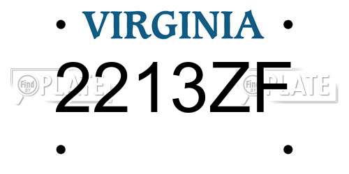2213ZF Virginia License Plate