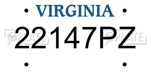22147PZ Virginia License Plate
