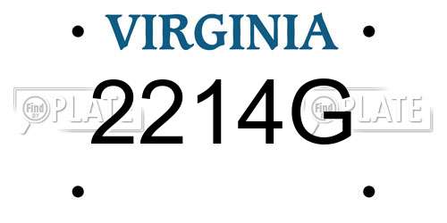 2214G Virginia License Plate