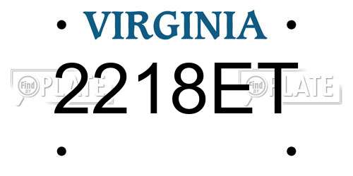 2218ET Virginia License Plate