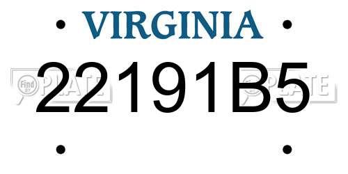 22191B5 Virginia License Plate