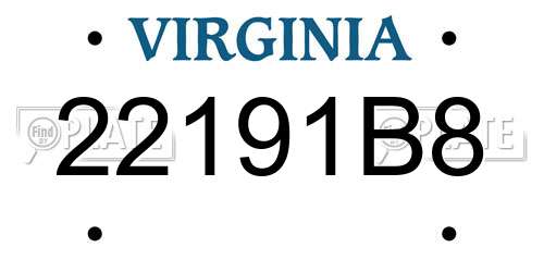 22191B8 Virginia License Plate