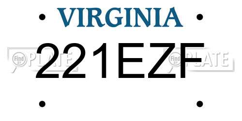 221EZF Virginia License Plate
