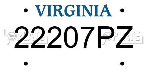 22207PZ Virginia License Plate