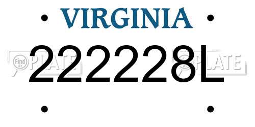 222228L Virginia License Plate