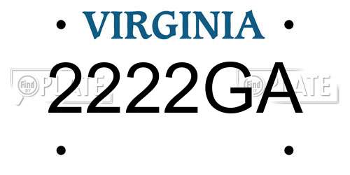2222GA Virginia License Plate
