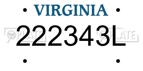 222343L Virginia License Plate
