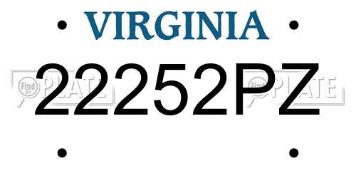 22252PZ Virginia License Plate