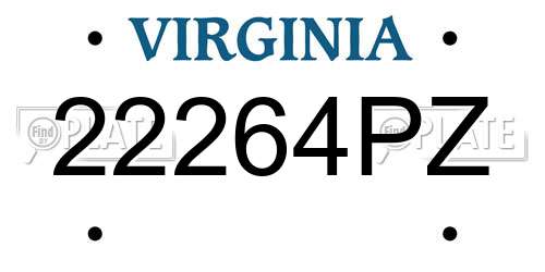 22264PZ Virginia License Plate