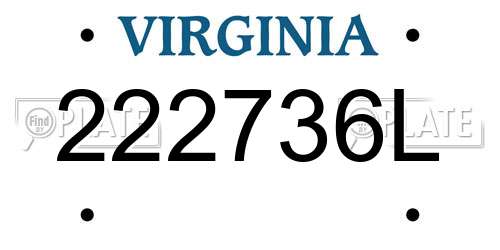 222736L Virginia License Plate