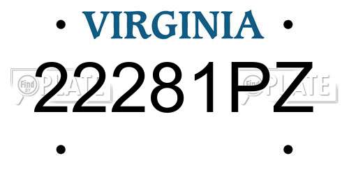 22281PZ Virginia License Plate