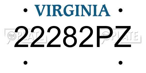 22282PZ Virginia License Plate