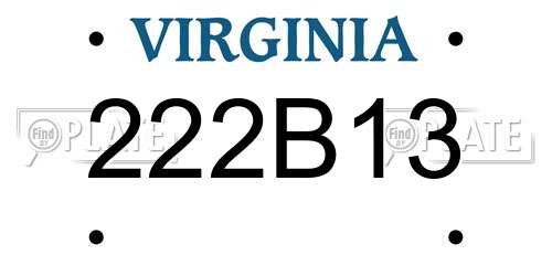 222B13 Virginia License Plate