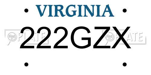 222GZX Virginia License Plate