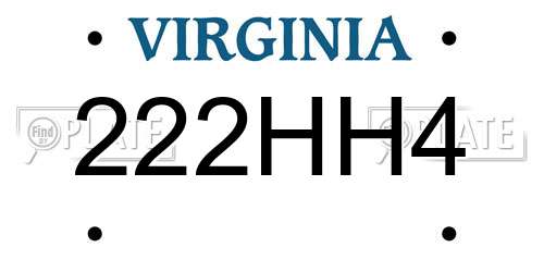 222HH4 Virginia License Plate
