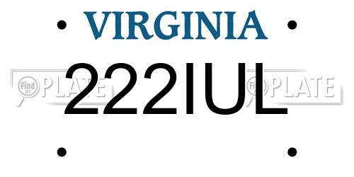 222IUL Virginia License Plate