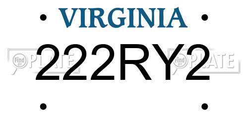 222RY2 Virginia License Plate