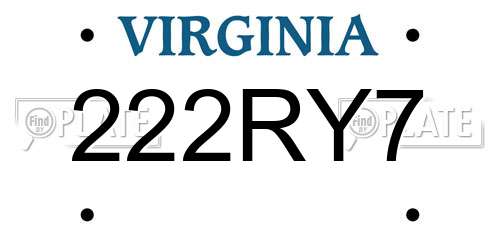 222RY7 Virginia License Plate