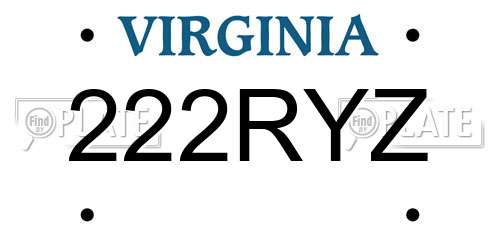 222RYZ Virginia License Plate