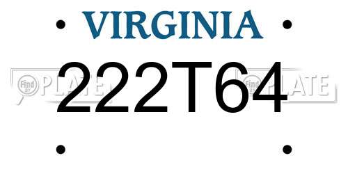 222T64 Virginia License Plate