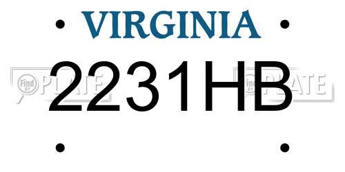 2231HB Virginia License Plate