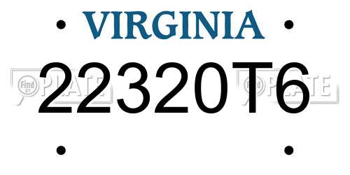 22320T6 Virginia License Plate