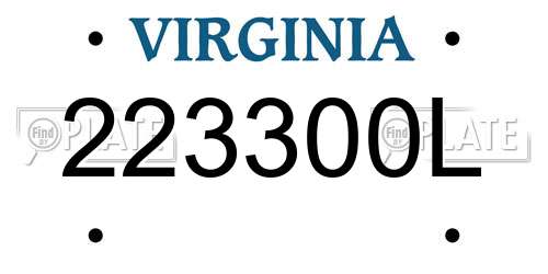 223300L Virginia License Plate
