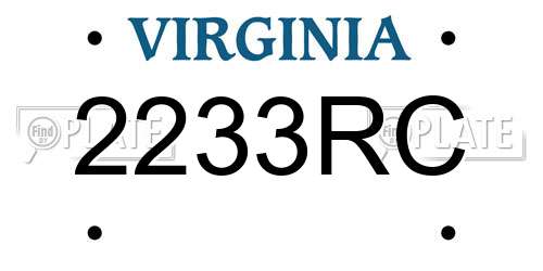 2233RC Virginia License Plate