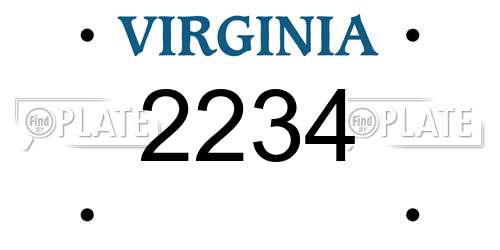 2234 Virginia License Plate