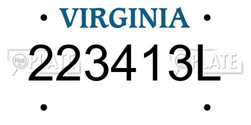 223413L Virginia License Plate