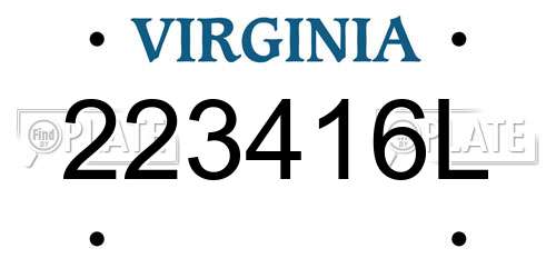 223416L Virginia License Plate