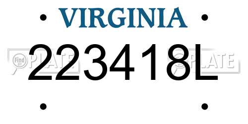 223418L Virginia License Plate