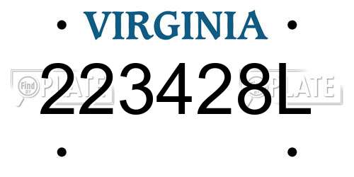 223428L Virginia License Plate