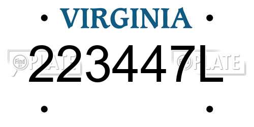 223447L Virginia License Plate