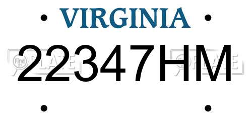 22347HM Virginia License Plate