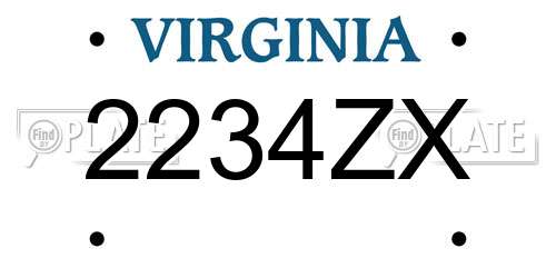 2234ZX Virginia License Plate