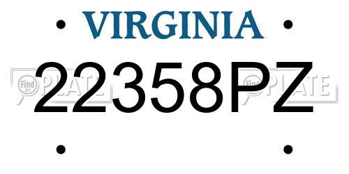 22358PZ Virginia License Plate