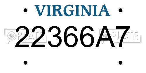 22366A7 Virginia License Plate