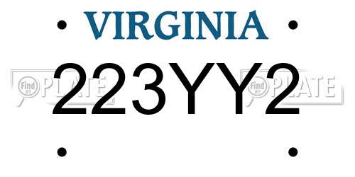 223YY2 Virginia License Plate