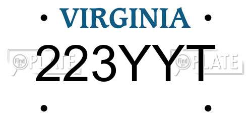 223YYT Virginia License Plate